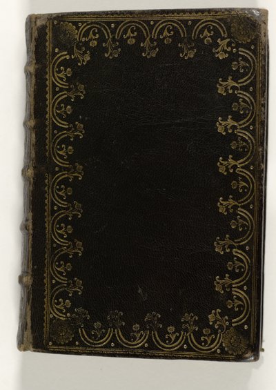 Libro de oraciones escrito a mano y con grabados coloreados a mano pegados Una devota meditación a esa pasión sobre[s]e señores Jhesu xp:isti termina primero en el aventmael (título sobre el objeto) de Anonymous