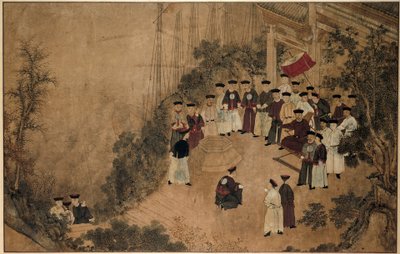 El general Shi Lang con una compañía de dignatarios en un pozo junto al mar. Las maravillas de Mazu (título de la serie) de Anonymous