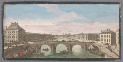 Vista del Pont Royal sobre el río Sena en París, visto hacia el Pont Neuf
Vuë particuliere de Paris, prise du Pont Royal regardant vers le Pont Neuf (título en el objeto) de Anonymous