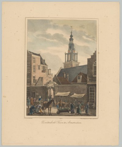 Vista del Zuiderkerkstoren en Amsterdam Torre Zuiderkerk en Ámsterdam (título sobre el objeto) Rostros de las Seis Torres Principales de la Ciudad de Ámsterdam. 2do Cahier (título de la serie) de Anonymous