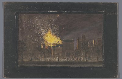Vista del incendio en el Schouwburg de Ámsterdam el 11 de mayo de 1772 de Anonymous