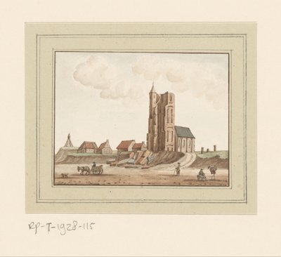 Vista de la torre derrumbada en Egmond aan Zee de Anonymous
