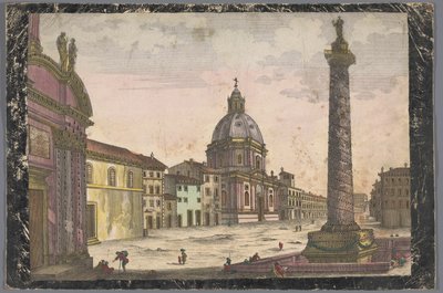 Vista de la iglesia de Santa María de Loreto y de la Columna de Trajano en Roma de Anonymous