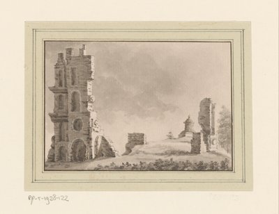 Vista de las ruinas de Huis ter Kleef cerca de Haarlem de Anonymous