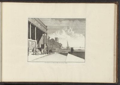 Vista de un palacio en el paseo marítimo de Nápoles Veue de la Mer ou est Situé le Palais du Vice Roy à Naples (título sobre el objeto) Palacios y Monumentos de Venecia, Livorno, Nápoles y Roma (título de la serie) de Anonymous