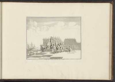 Vista de un palacio y estatuas en el paseo marítimo de Génova Le Palais orné de Statues, au bord dela Mer à Gennes (título sobre el objeto) Palacios y Monumentos de Venecia, Livorno, Nápoles y Roma (título de la serie) de Anonymous