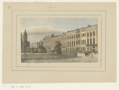 Vista de un parque y una hilera de casas, en Londres de Anonymous