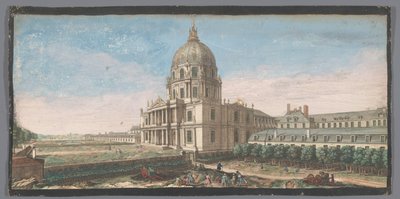 Vista del Hotel de los Inválidos de París
Vista de la fachada de la cúpula de la iglesia, y parte de los edificios del Hôtel Royal des Invalides (título en el objeto) de Anonymous