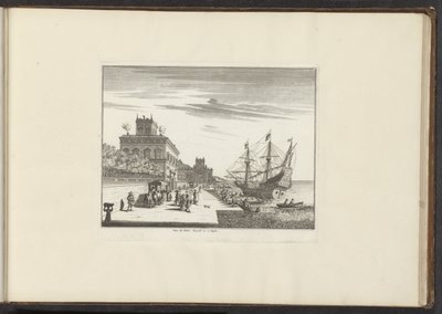 Vista del Palacio Real en el paseo marítimo de Nápoles Veue du Palais Royael &c: à Nápoles (título sobre objeto) Palacios y Monumentos de Venecia, Livorno, Nápoles y Roma (título de la serie) de Anonymous