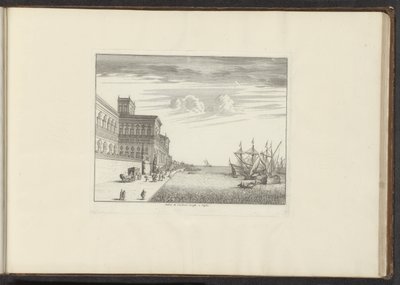 Vista del palacio del cardenal Caraffa en la costa de Nápoles Pallais de Mont Alto en Nápoles (título sobre objeto) Palacios y Monumentos de Venecia, Livorno, Nápoles y Roma (título de la serie) de Anonymous