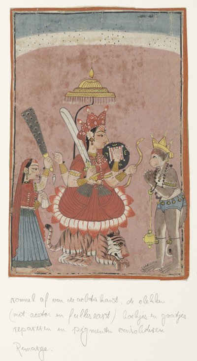 Diosa Durga y Hanuman de Anonymous