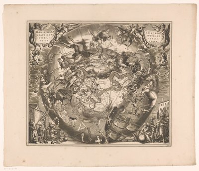 Carta del cielo con las constelaciones del sur
Haemisphaerium scenographicum australe coeli stellati et terrae (título en el objeto) de Anonymous