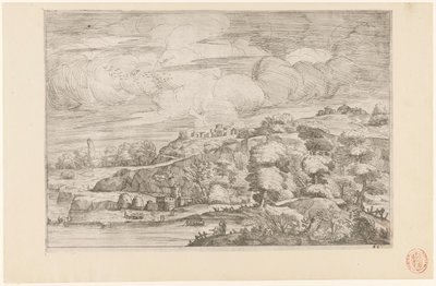 Paisaje montañoso junto al río. de Anonymous