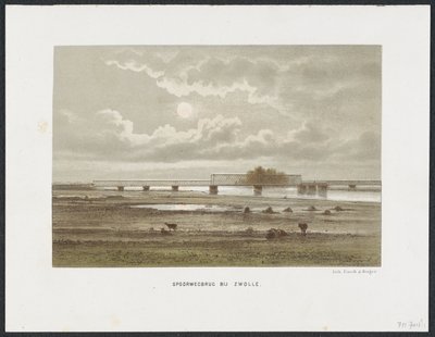 Puente ferroviario IJssel Zwolle, 1864 Puente ferroviario cerca de Zwolle (título sobre objeto) Los principales puentes ferroviarios de los Países Bajos (título de la serie) de Anonymous
