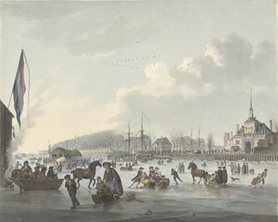 Entretenimiento sobre hielo frente a Rotterdam, c. 1784 de Anonymous