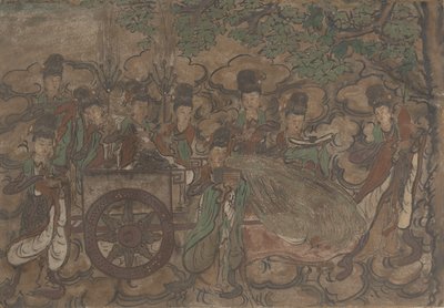 Mural enmarcado que representa a Xiwangmu y las sirvientas de Anonymous