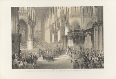 Inauguración de Su Majestad el Rey Guillermo III en Nieuwe Kerk, Amsterdam, 13 de mayo de 1849 (título sobre el objeto) de Anonymous