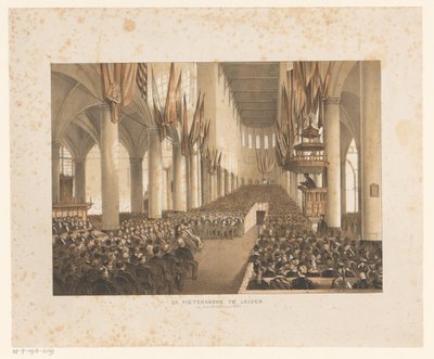 Interior de la Pieterskerk de Leiden durante el tercer centenario de la universidad de Anonymous
