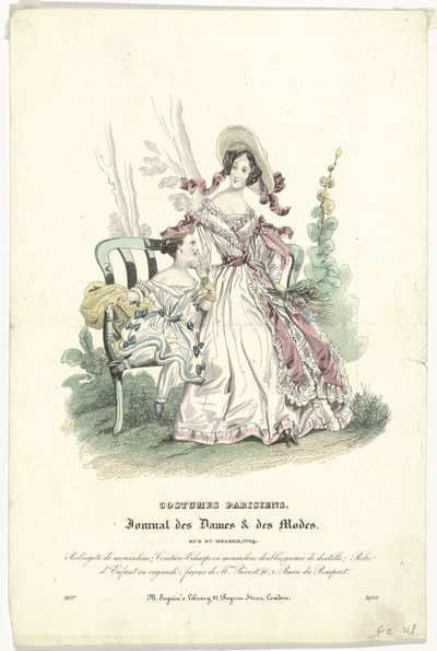 Journal des Dames et des Modes, Costumes Parisiens, 1837, (3489): Redingote de mousselin (...) de Anonymous