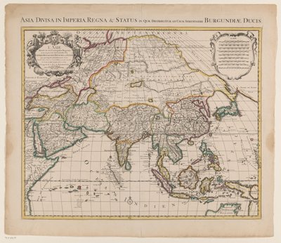 Kaart van Azië
Asia divisa in imperia, regna & status in quae distribitur, ad usum (...) / Asia dividida en sus principales regiones y donde pueden (...) (título en el objeto) de Anonymous
