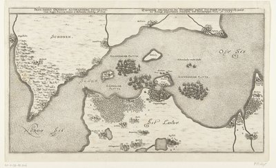 Kaart van de zeeslag tussen de Zweedse en Deense vloten in de Belt, 1644 La carta más precisa del Estrecho de Orsundt danés con la clasificación del Rey de Suecia, Dinamarca y Holanda. Ao. 1644 (título sobre el objeto) Eigentliche Delineatio des Berumpten  de Anonymous