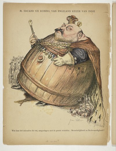 Caricatura de Eduardo VII (Rey del Reino Unido)
M. Eduardo VII rey de Inglaterra emperador de la India (título en el objeto) de Anonymous