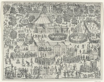 Feria en una plaza de La Haya, 1845 Feria Utópica (título sobre objeto) de Anonymous