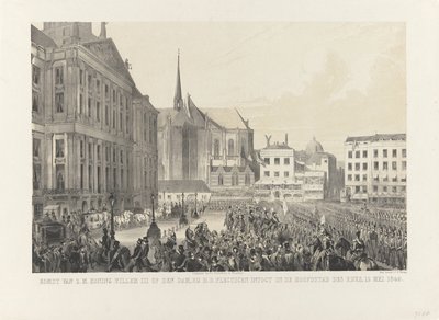 Llegada de S.M. el Rey Guillermo III a la Presa, en H.D. entrar solemnemente en la capital del imperio, 12 de mayo de 1849 (título sobre el objeto) de Anonymous