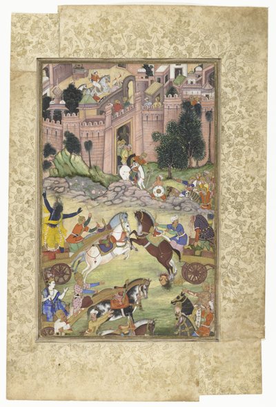 Krishna mata al demonio Sri Gala (escena del Harivamsa) de Anonymous
