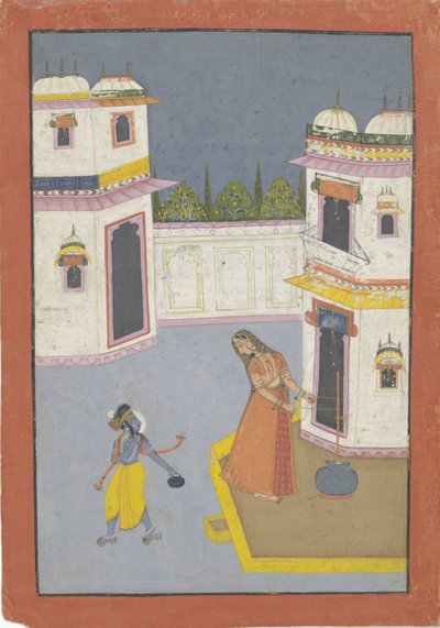 Krishna roba la mantequilla de la batidora Yasoda de Anonymous