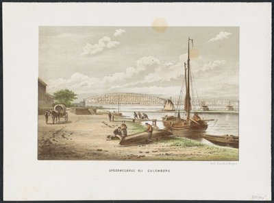 Puente ferroviario de Kuilenburg cerca de Culemborg, 1868 Puente ferroviario en Culemborg (título sobre objeto) Los principales puentes ferroviarios de los Países Bajos (título de la serie) de Anonymous