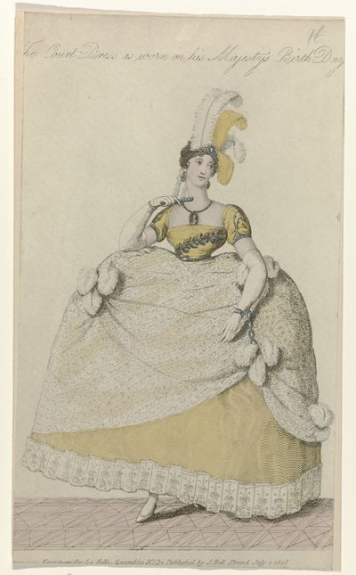 La Belle Assemblee, 1 de julio de 1808, n.º 32: El vestido de la corte (...) de Anonymous