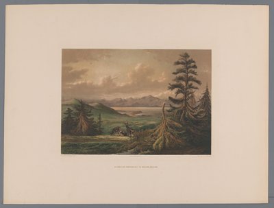 Paisaje con la bahía de Shimabara y el volcán Unzen
El Golfo de Simabara y el volcán Undjing (título en el objeto)
Recuerdos de Japón con texto del Conde de Lijnden (título de la serie en el objeto) de Anonymous