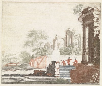 Paisaje con dos ruinas romanas de Anonymous