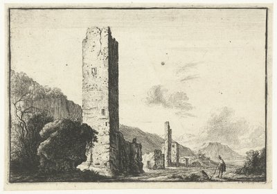 Paisaje con torre cuadrada de Anonymous