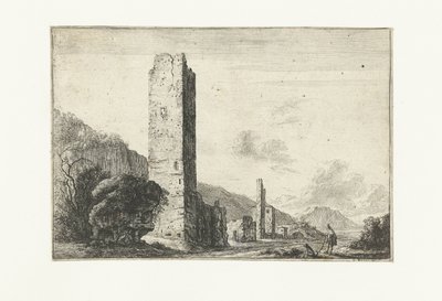 Paisaje con torre cuadrada de Anonymous