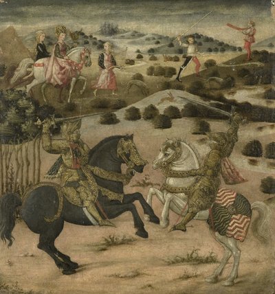 Leyenda de un caballero (panel final de un cassone) de Anonymous