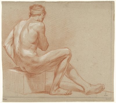 Desnudo masculino, sentado en un bloque, a la derecha de Anonymous
