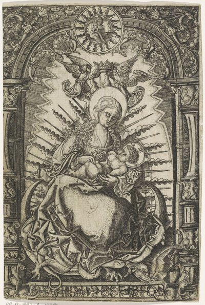 María con el niño Jesús en la luna creciente de Anonymous