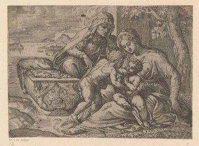 María con el Niño Jesús, Juan el Bautista e Isabel de Anonymous