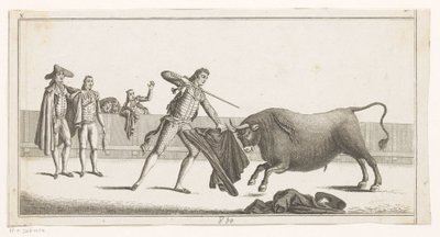 Matador desafía a un toro Colección de las principales suertes de una corrida de toros (título de serie sobre objeto) Colección de las maniobras taurinas más importantes (título de la serie) de Anonymous
