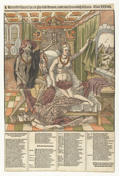 La pareja de enamorados y la muerte
Bereydt u huys: for ghy sult die/ ende niet levendich blijven (título en el objeto) de Anonymous
