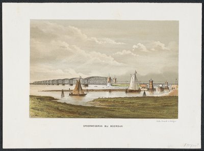 Puente Moerdijk, 1871 Puente ferroviario en Moerdijk (título sobre objeto) Los principales puentes ferroviarios de los Países Bajos (título de la serie) de Anonymous