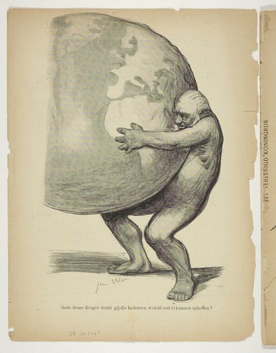 Paul Kruger desnudo sostiene el mundo de Anonymous