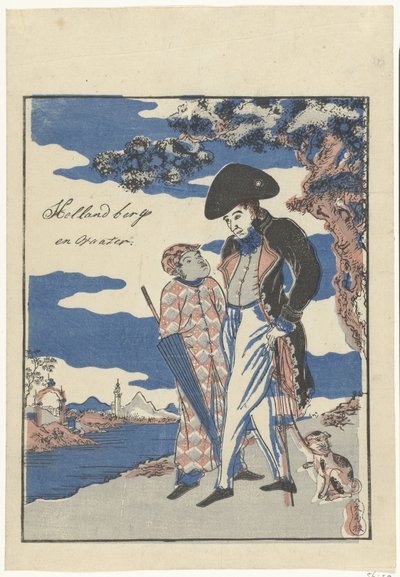 Jefe holandés con sirviente javanés Montaña y agua de Holanda (título sobre el objeto) de Anonymous