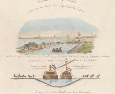 Canal de Holanda Septentrional, 1824 Panorama del Gran Canal, tomado del Palacio Real de Ámsterdam / Perfil del Gran Canal (título sobre objeto) de Anonymous