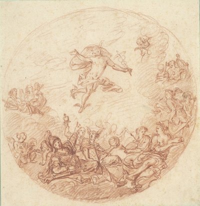 Diseño para un techo circular con Mercurio y Minerva de Anonymous