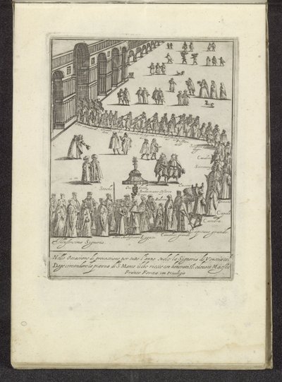Optocht se reunió con el dux en Serenissima Signoria sobre het San Marcoplein te Venetië Scènes uit het Venetiaanse leven (título de la serie) Habiti d