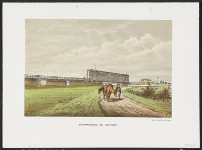Viejo puente IJssel cerca de Zutphen, 1865 Puente ferroviario en Westervoort (título sobre objeto) Los principales puentes ferroviarios de los Países Bajos (título de la serie) de Anonymous