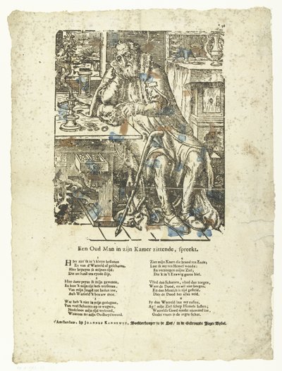 Viejo en su cuarto (vanitas) Habla un anciano sentado en su habitación. (título en el objeto) de Anonymous
